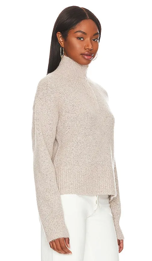 525 Boxy Snap Front Henley in Beige