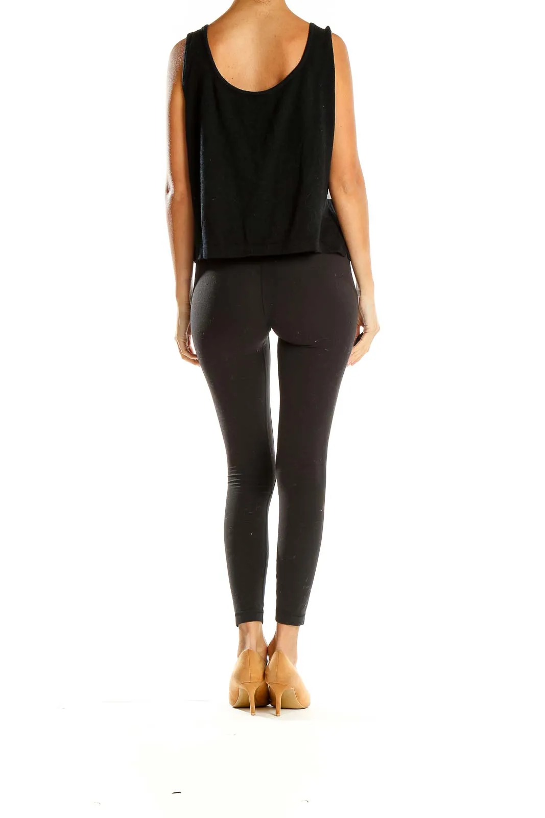 Black Casual Woven Tank Top