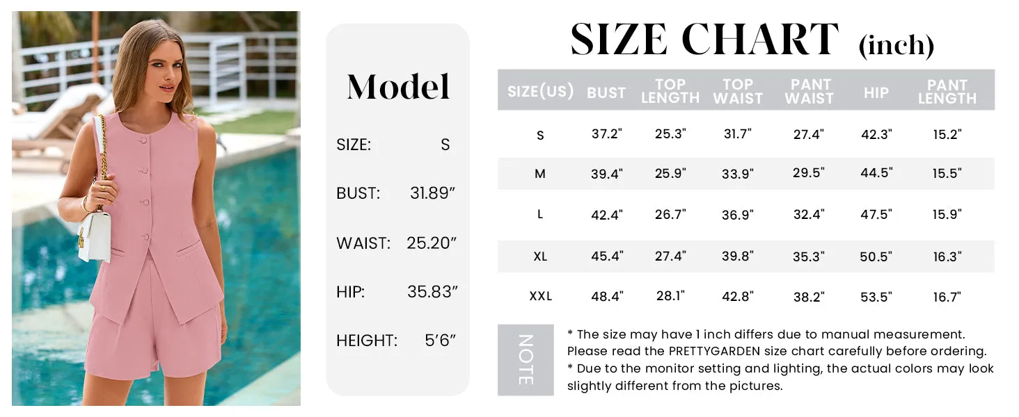 Casual Trendy Button Down Vest Tops High Waisted Shorts Business Two Piece Sets