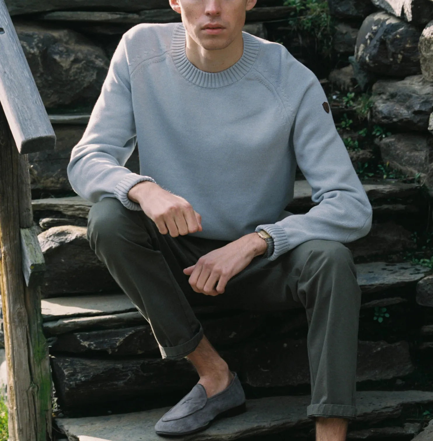 Cotton Crewneck Grey Sweater