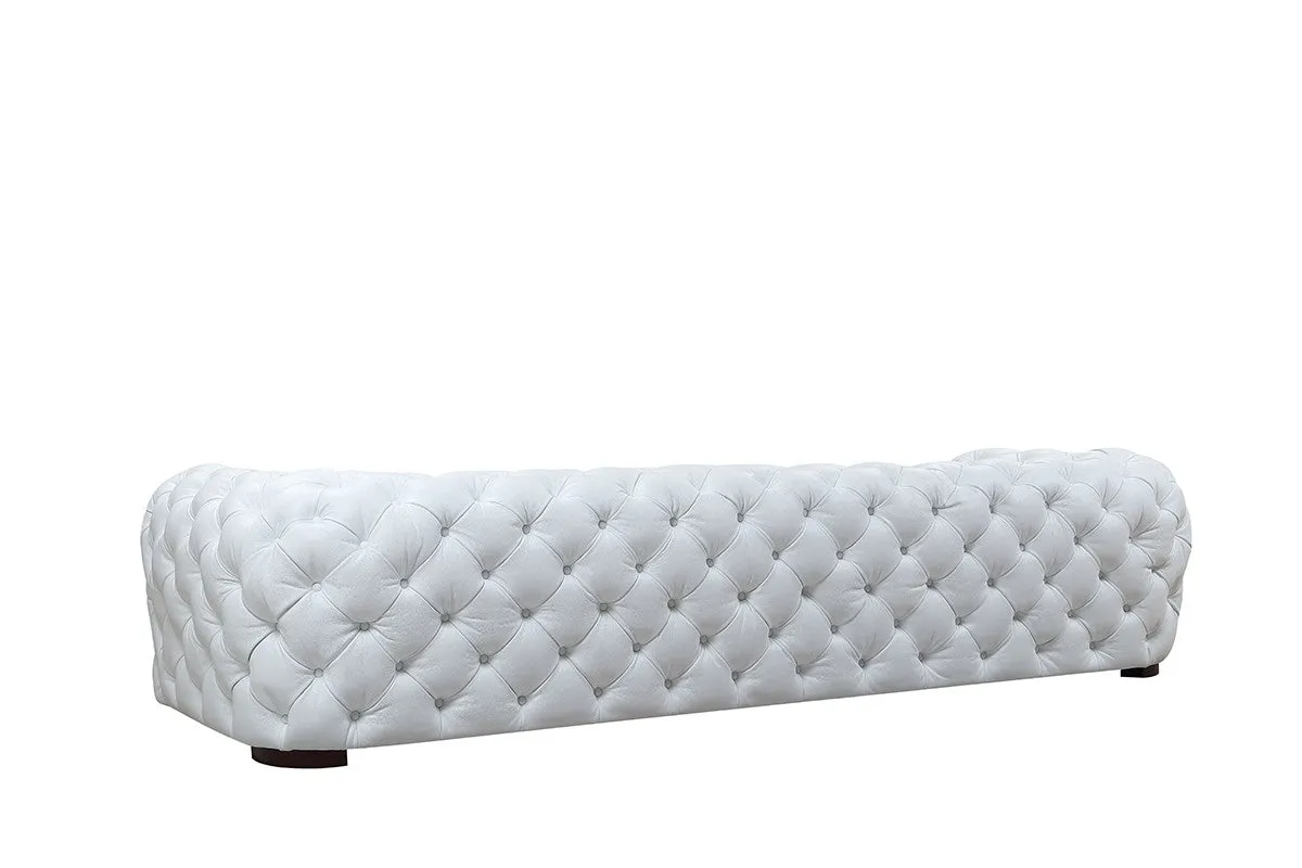 Divani Casa Dexter Transitional White Full Italian Leather 4 Seater Sofa