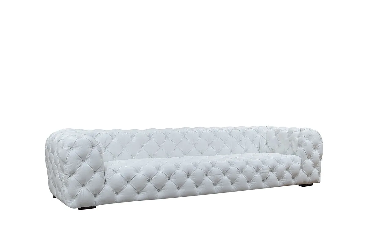 Divani Casa Dexter Transitional White Full Italian Leather 4 Seater Sofa