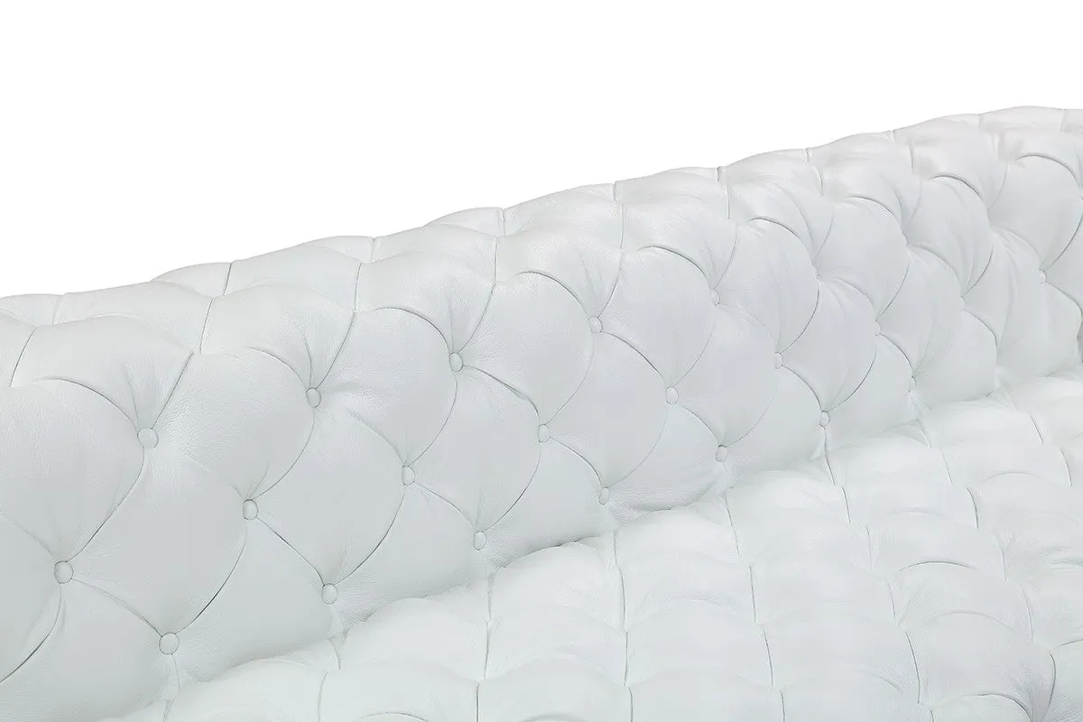 Divani Casa Dexter Transitional White Full Italian Leather 4 Seater Sofa