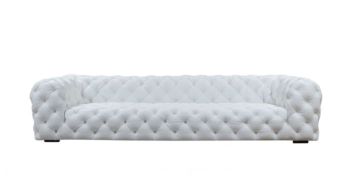 Divani Casa Dexter Transitional White Full Italian Leather 4 Seater Sofa