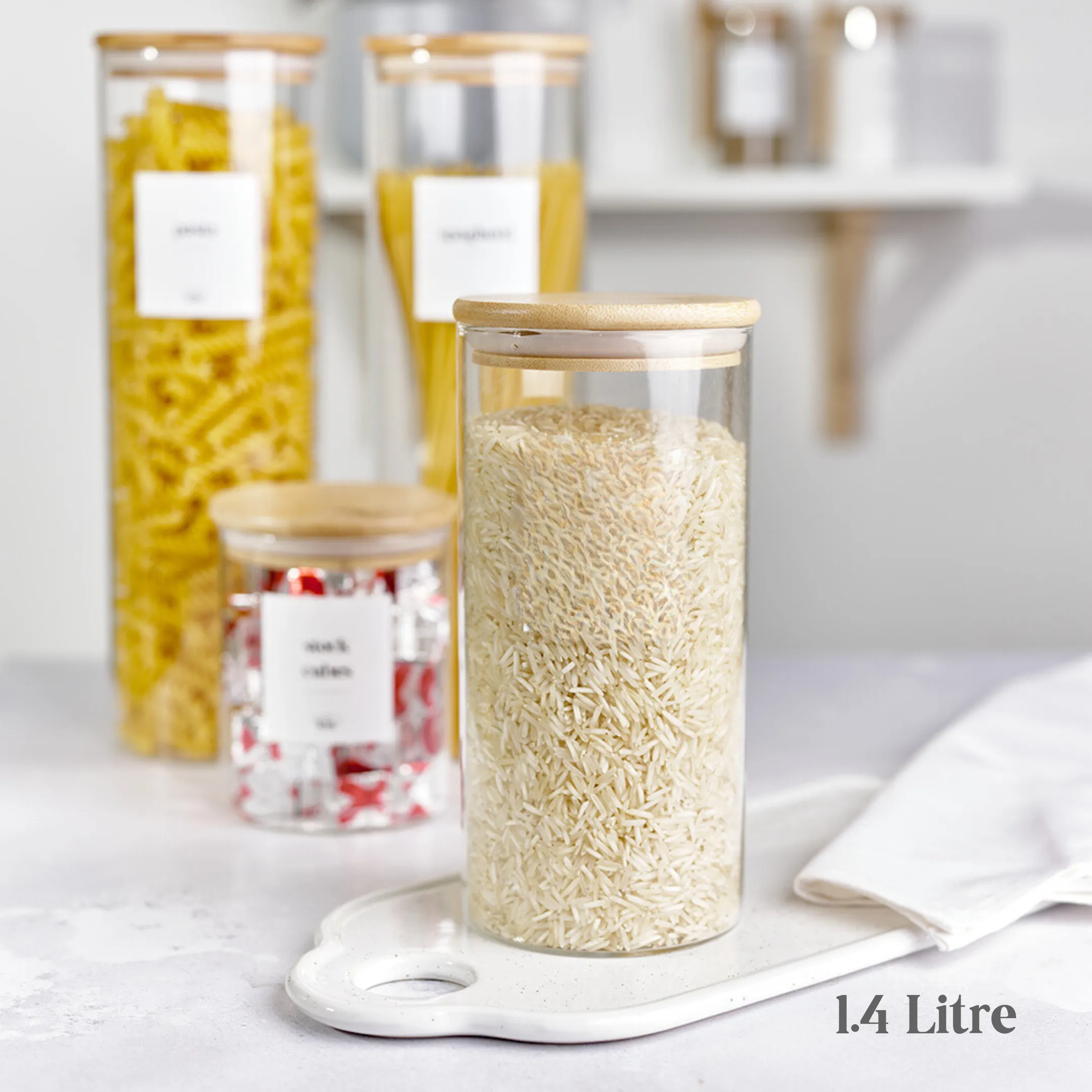 DIY Clear Glass Storage Jars with Bamboo Lids