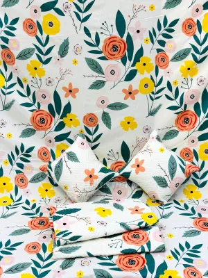 Elista Decor® 5pc bedsheet Set (1 King Size Bedsheet   2 Pillow Covers with Embroidery  2 Cushion Cover with Embroidery with Filler) Heavy Quality (90 x 100 5pc Bedding Set, Elista Decor Design-3)