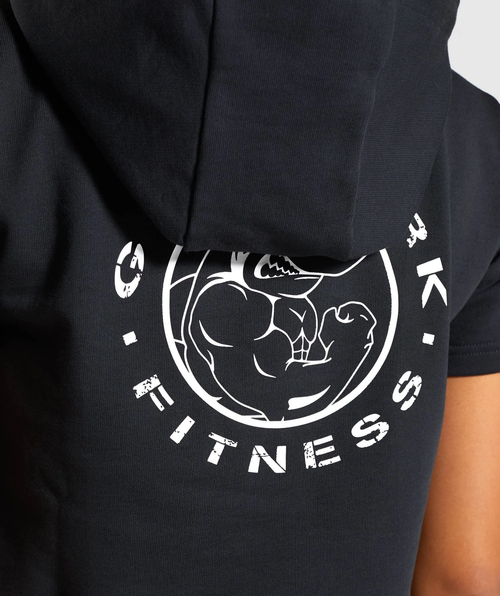 Gymshark Legacy Fitness Short Sleeve Hoodie - Washed Black