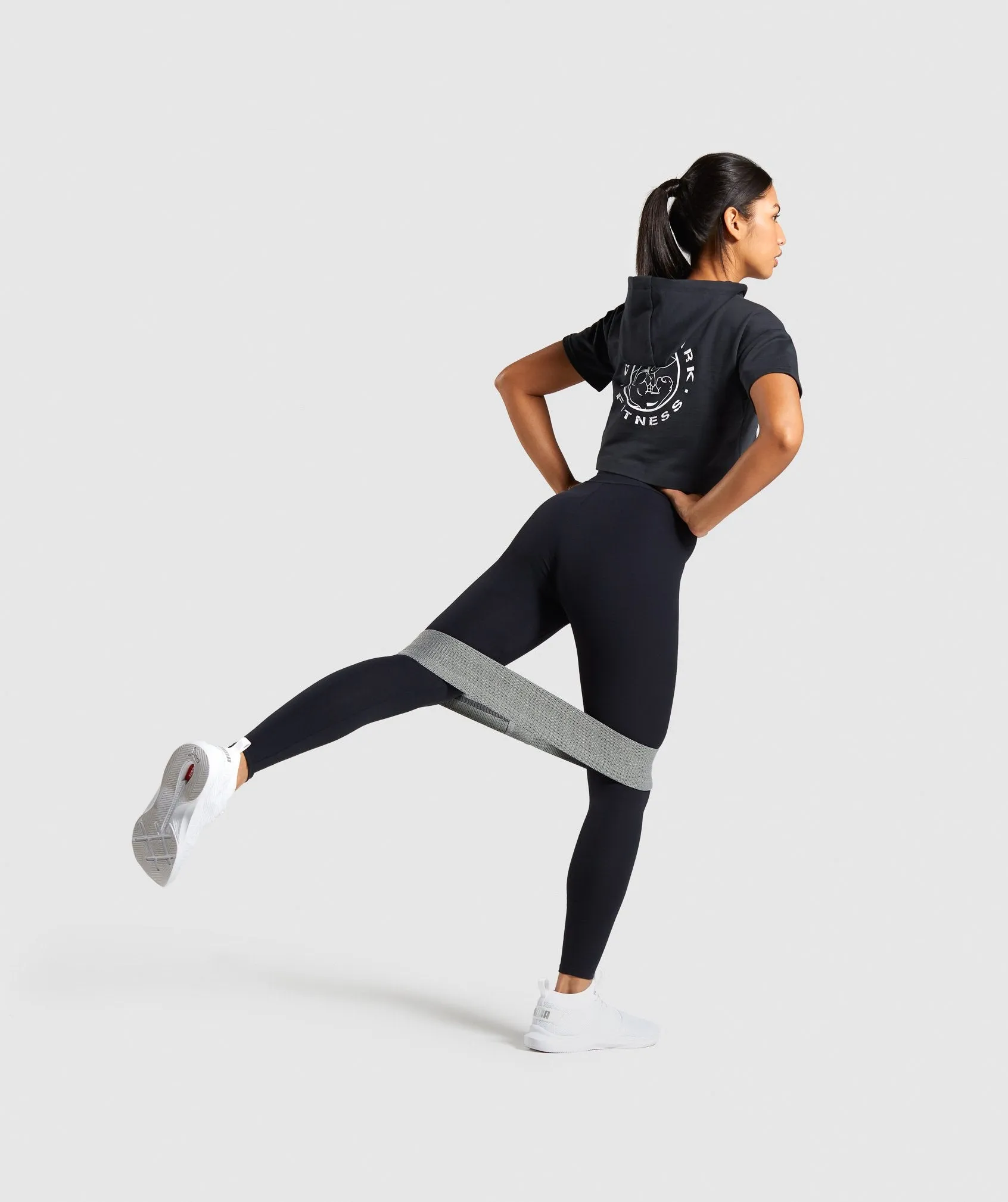 Gymshark Legacy Fitness Short Sleeve Hoodie - Washed Black