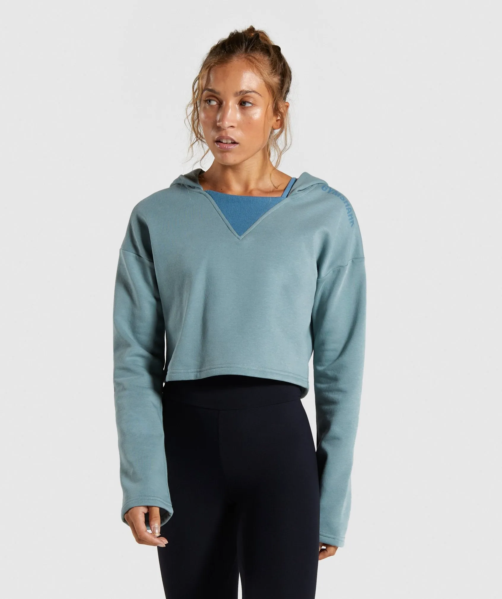 Gymshark Solo Cropped Hoodie - Turquoise
