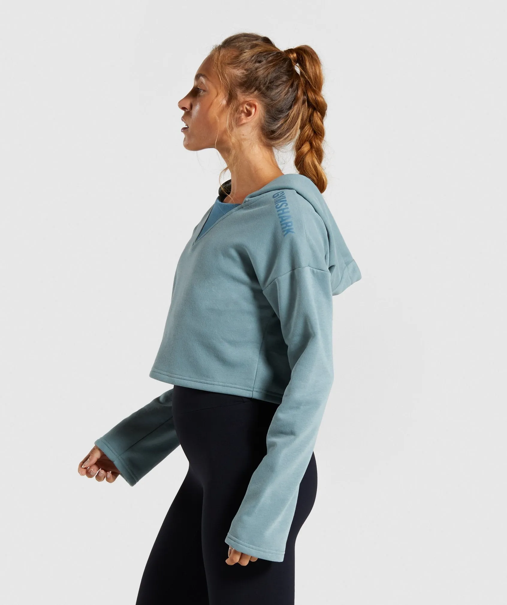 Gymshark Solo Cropped Hoodie - Turquoise