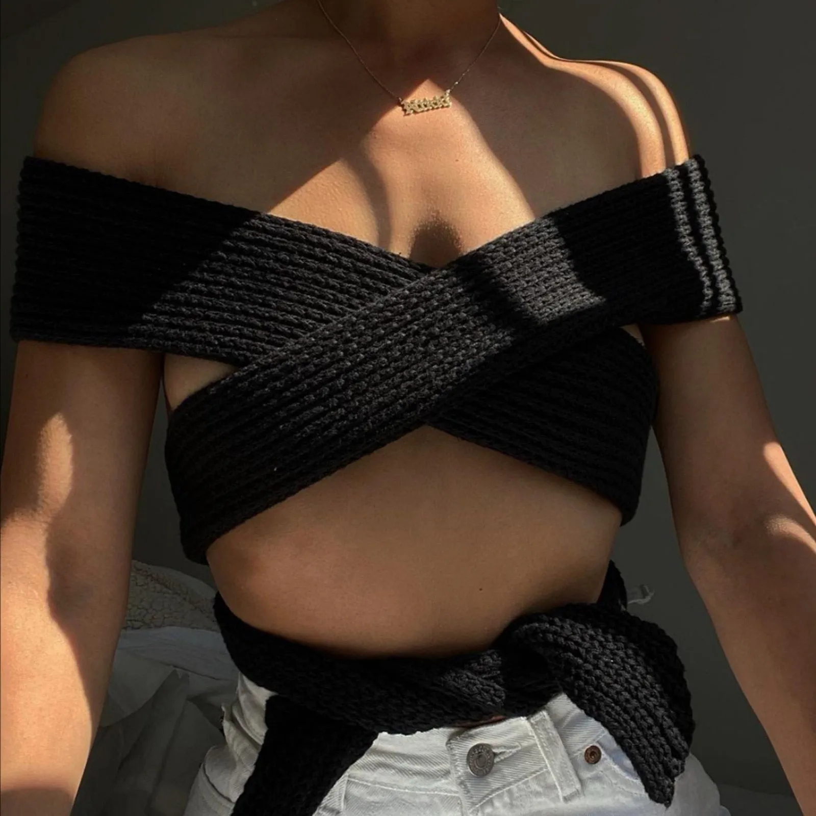 Irregular Knitted Bandage Top