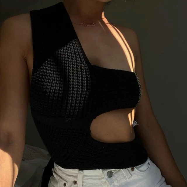 Irregular Knitted Bandage Top