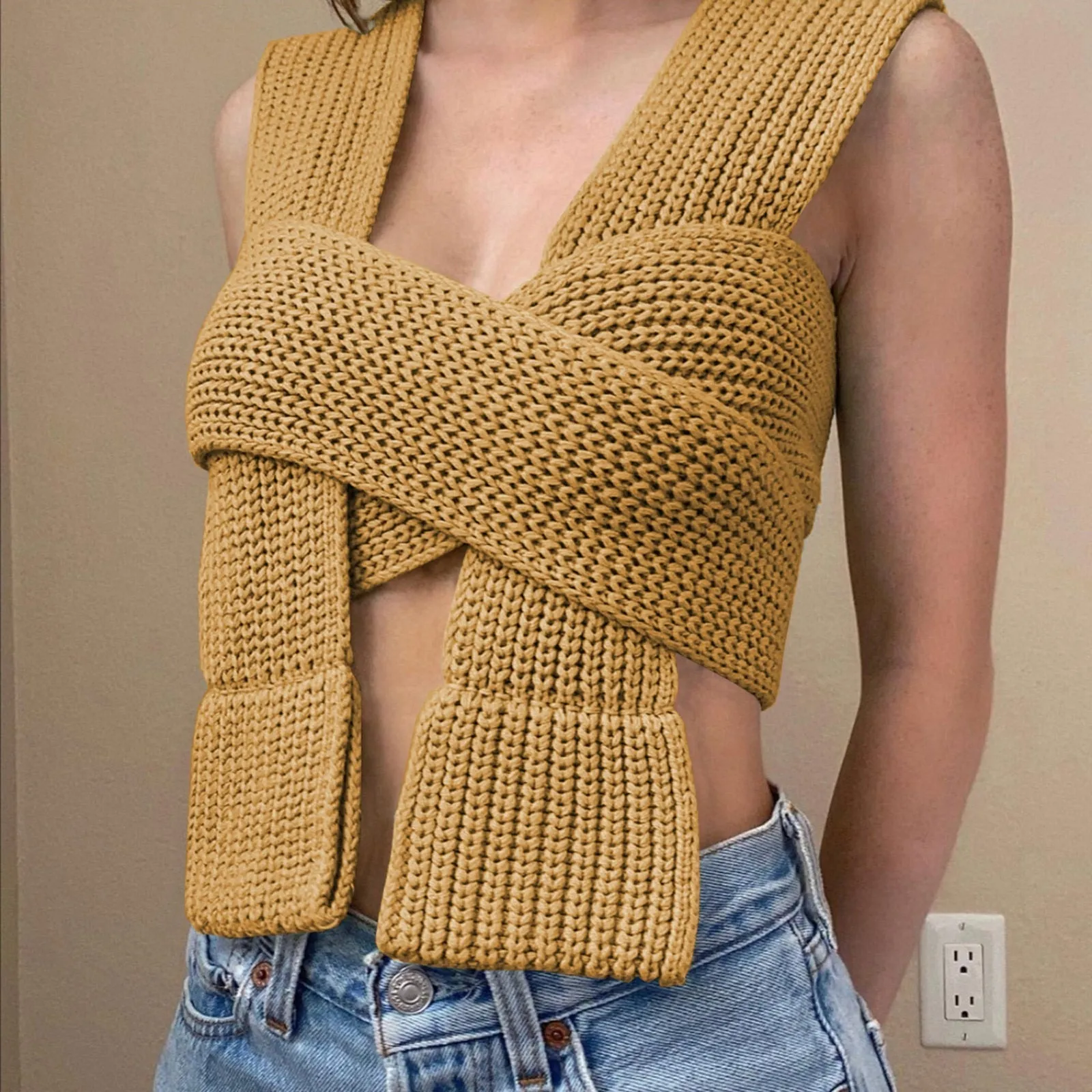 Irregular Knitted Bandage Top