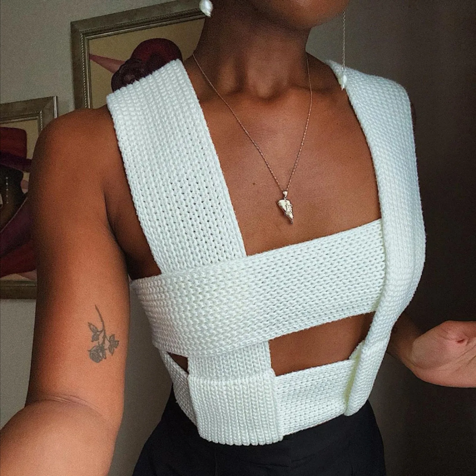 Irregular Knitted Bandage Top