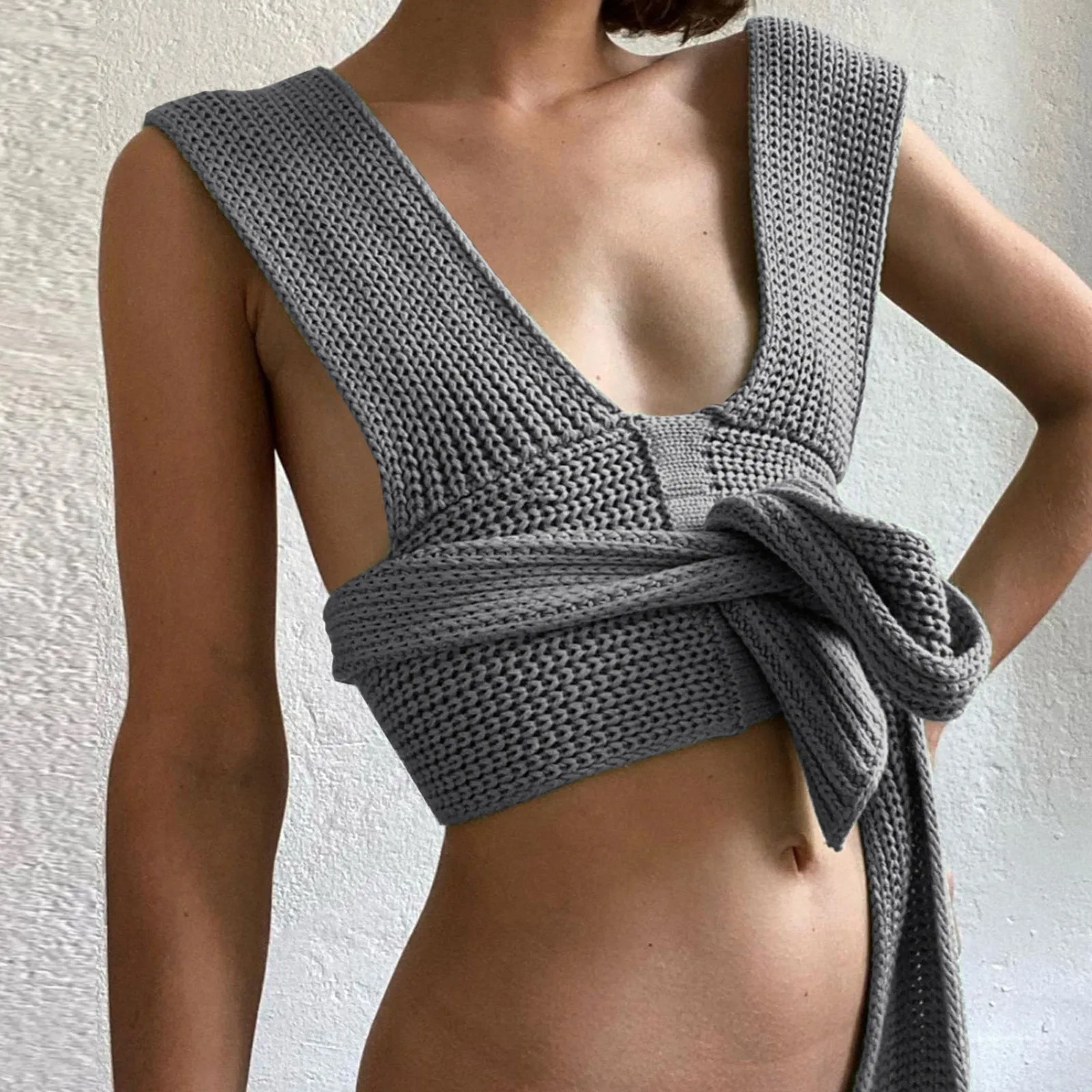 Irregular Knitted Bandage Top