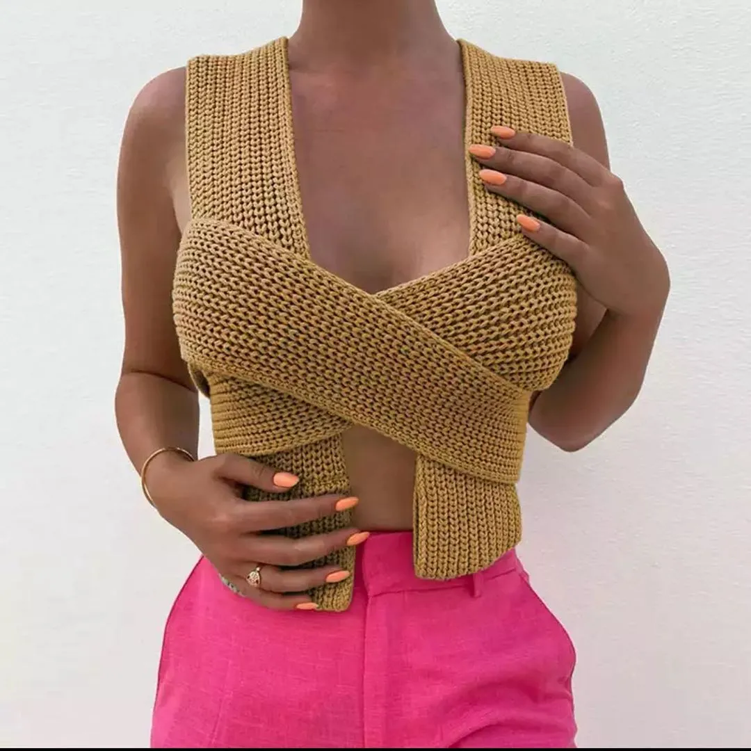 Irregular Knitted Bandage Top