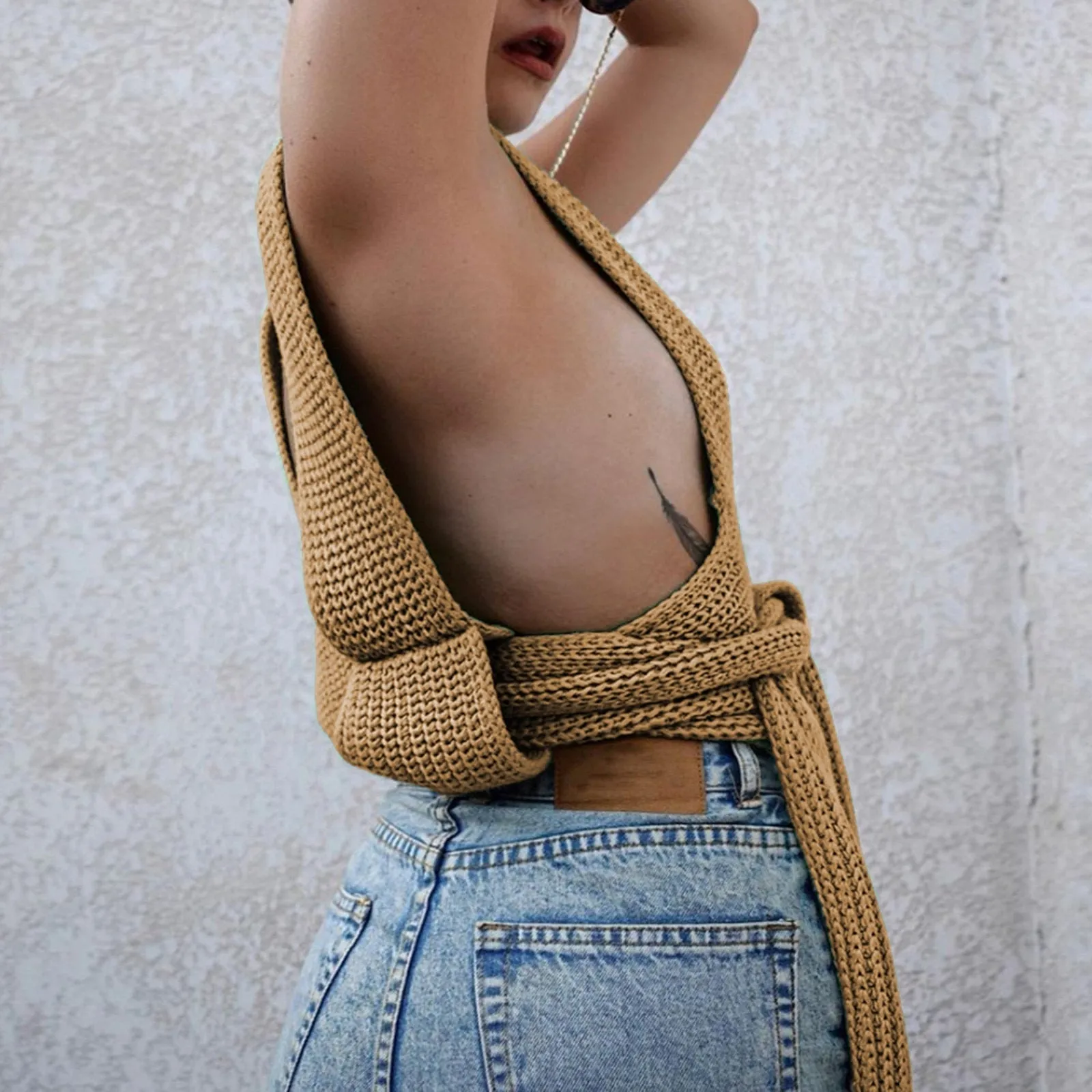 Irregular Knitted Bandage Top