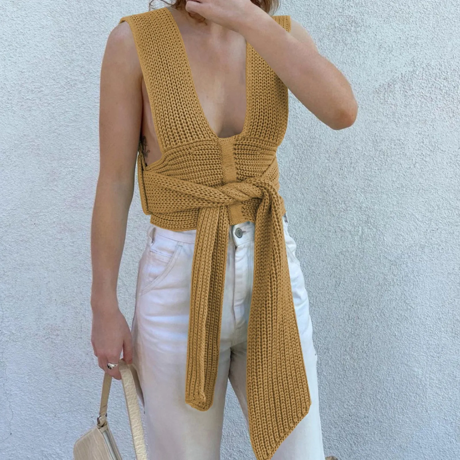 Irregular Knitted Bandage Top