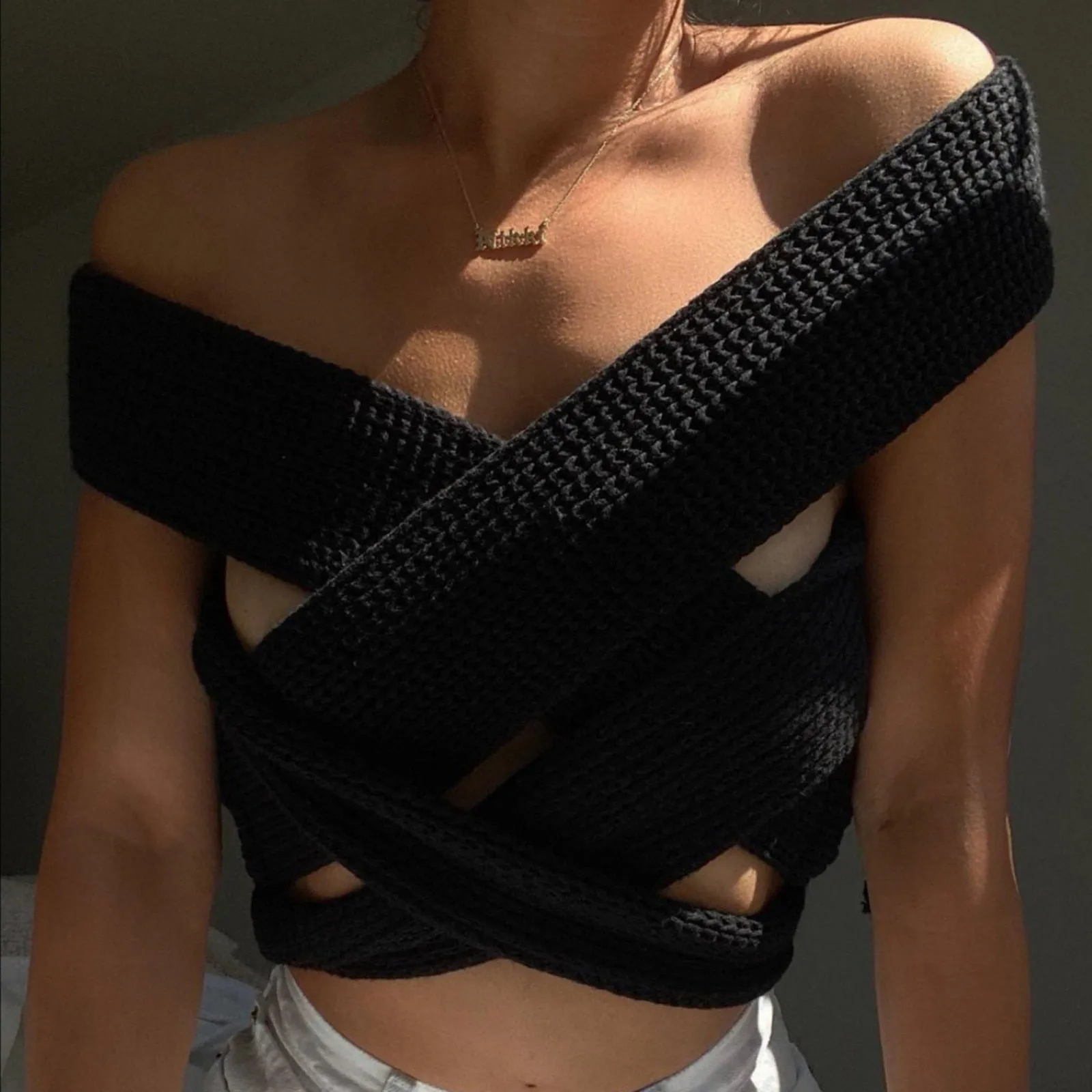Irregular Knitted Bandage Top