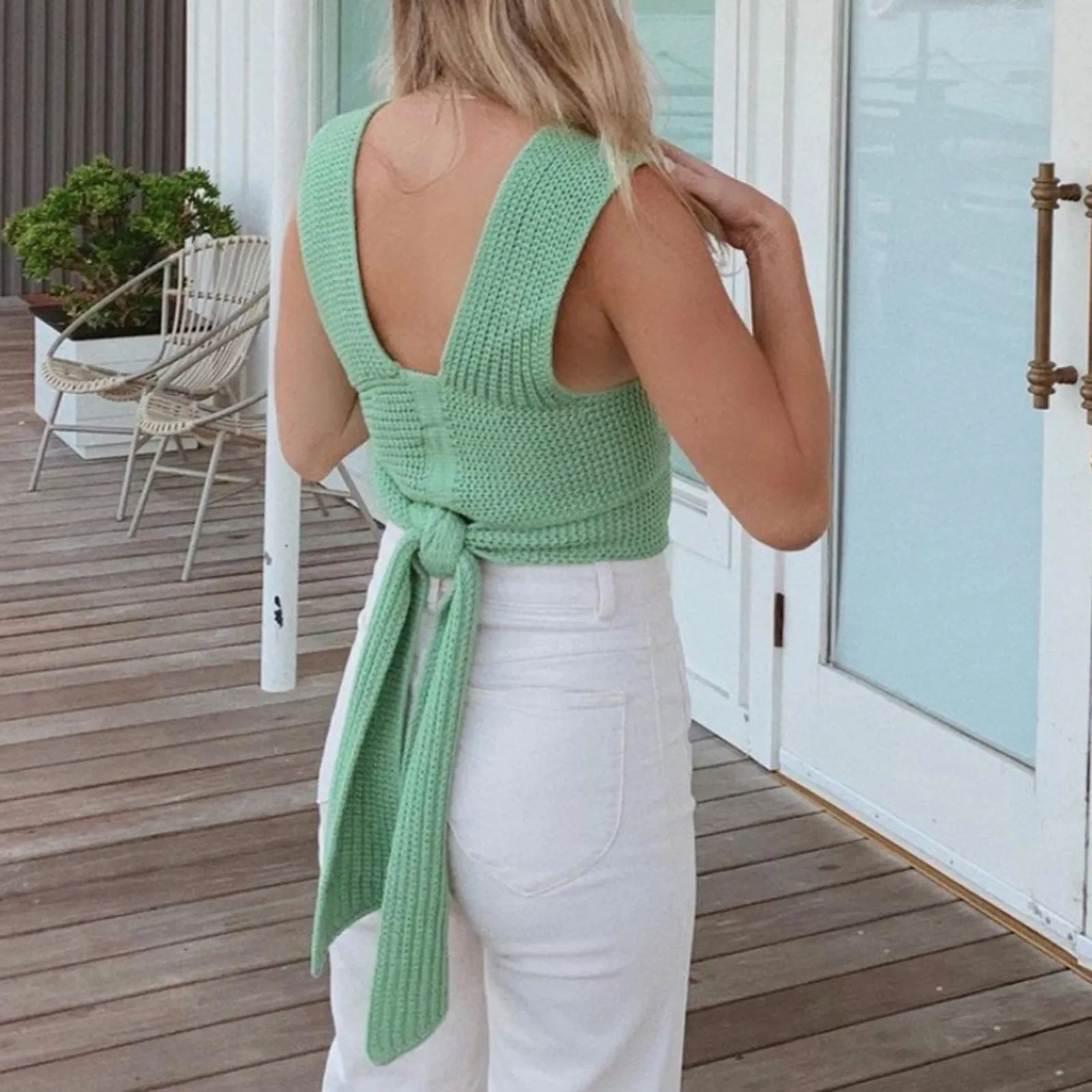 Irregular Knitted Bandage Top