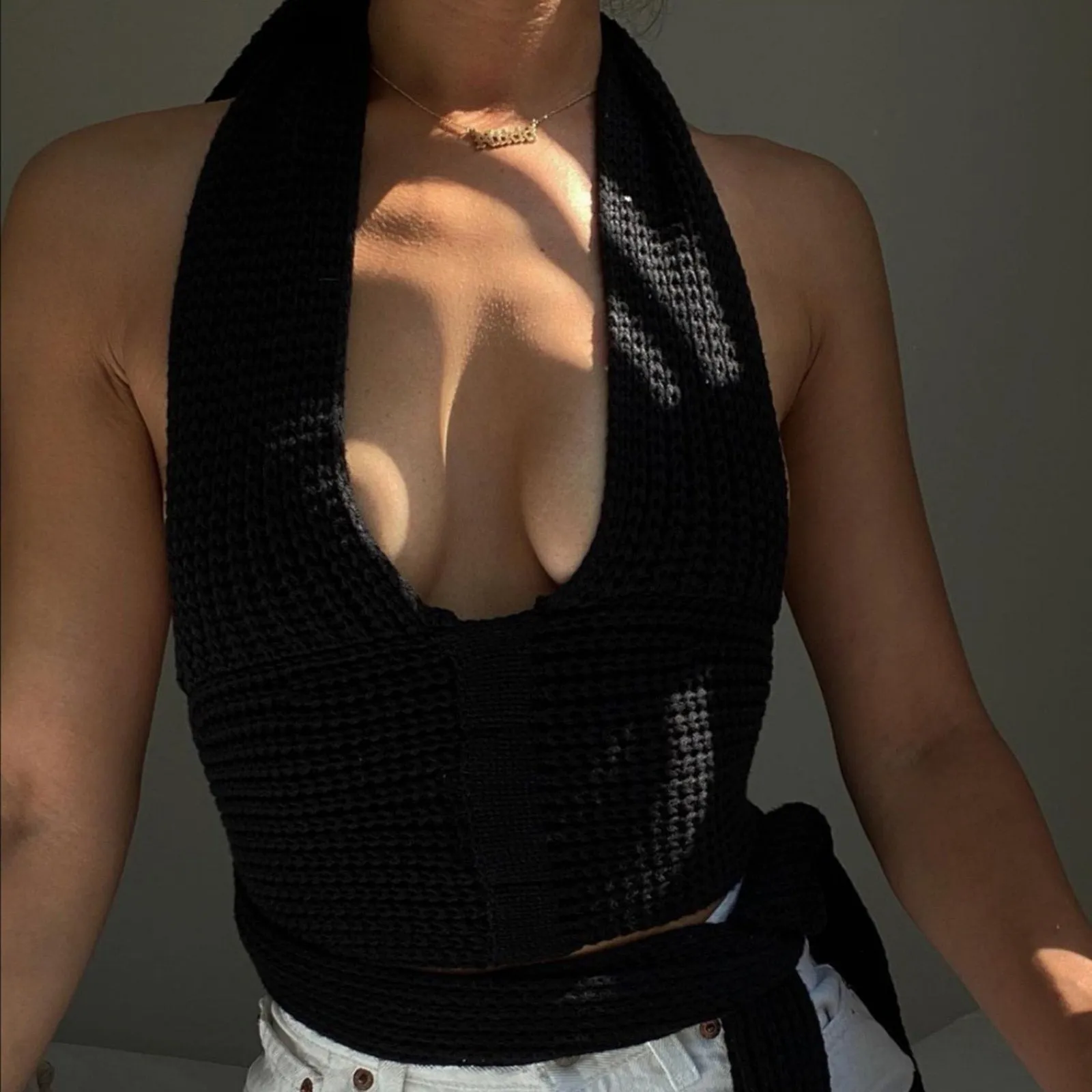 Irregular Knitted Bandage Top