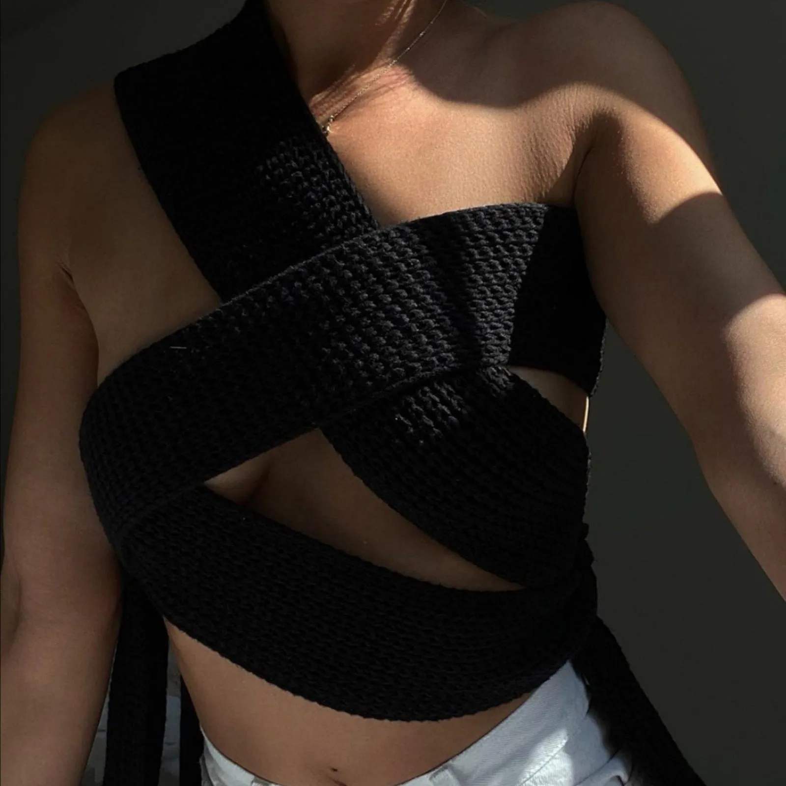 Irregular Knitted Bandage Top