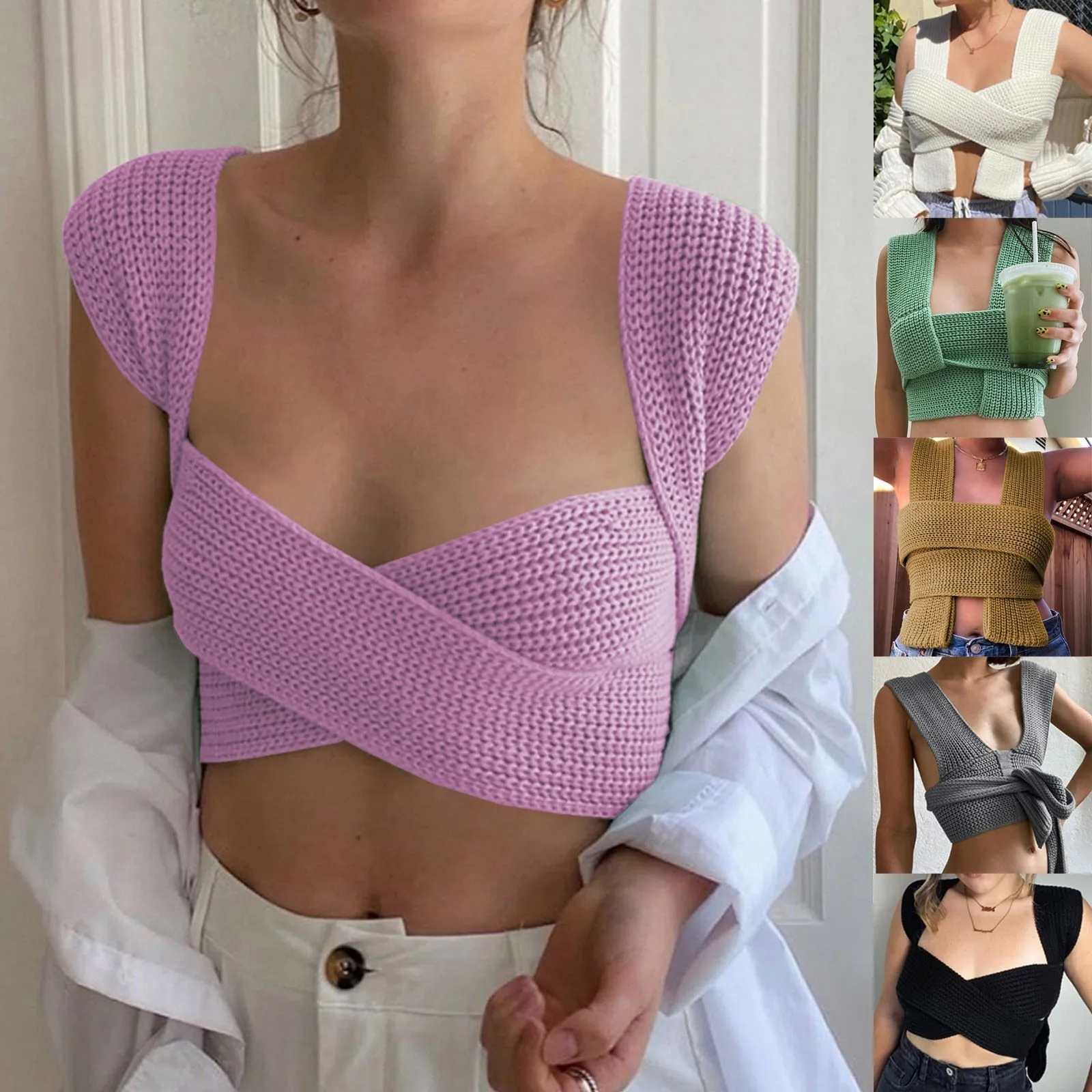 Irregular Knitted Bandage Top