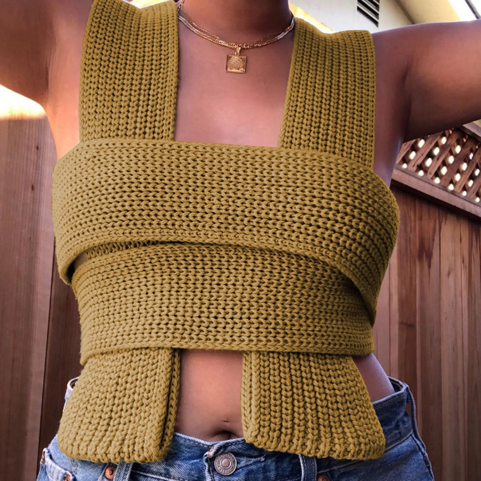 Irregular Knitted Bandage Top