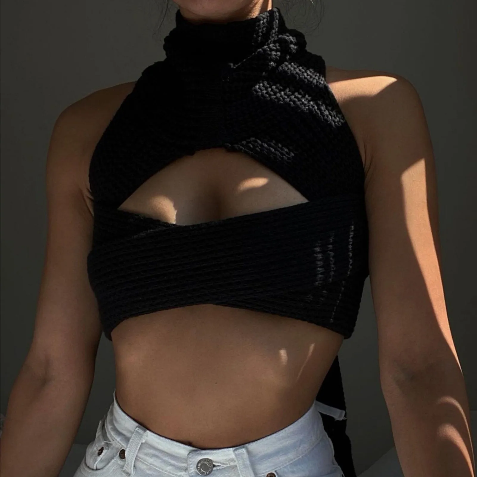 Irregular Knitted Bandage Top