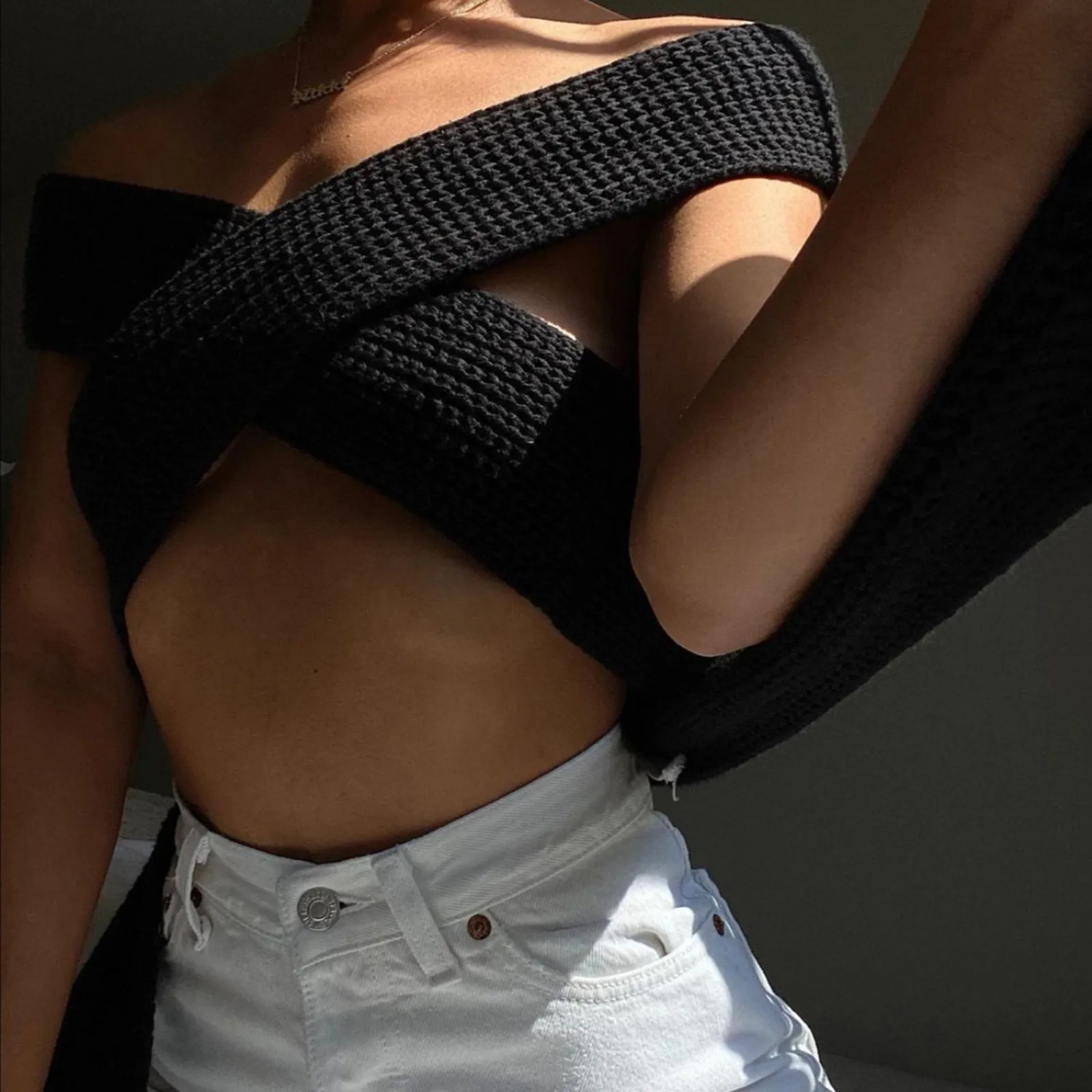Irregular Knitted Bandage Top