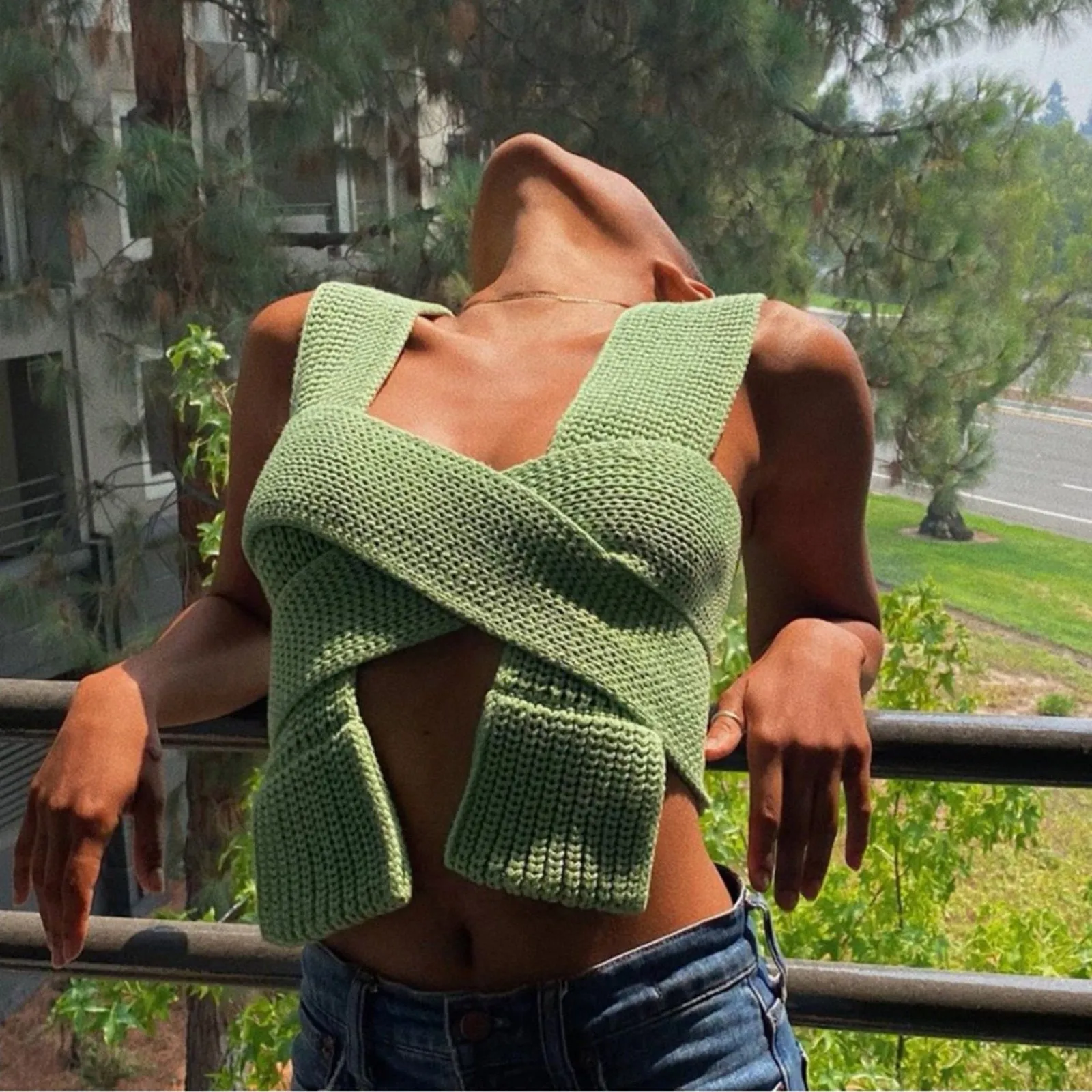 Irregular Knitted Bandage Top
