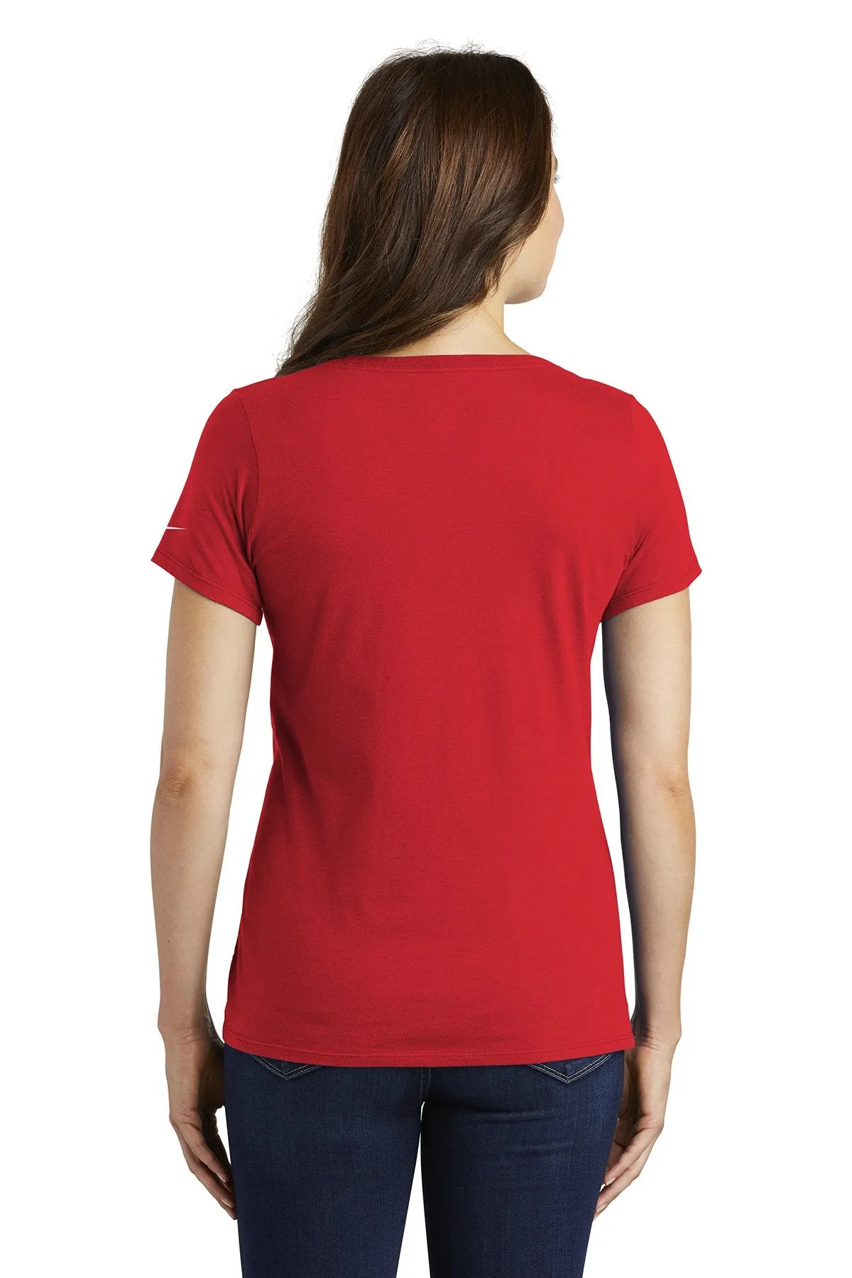 Nike Ladies Core Cotton Scoop Neck Customized Tees, University Red