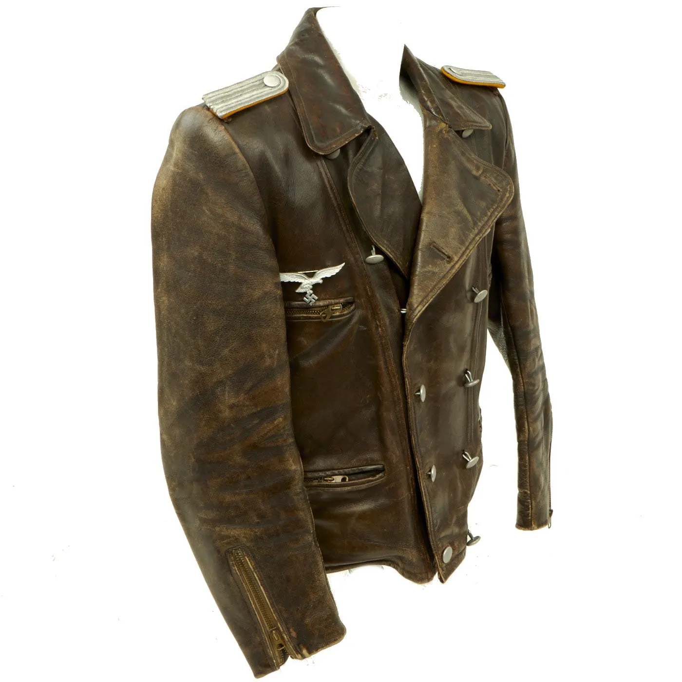 Original German WWII Luftwaffe Officer Fighter Pilot Leather Flying Jacket