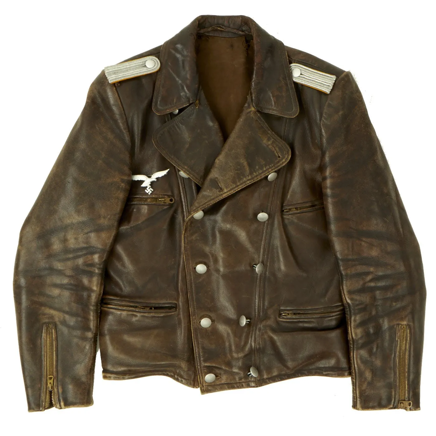 Original German WWII Luftwaffe Officer Fighter Pilot Leather Flying Jacket