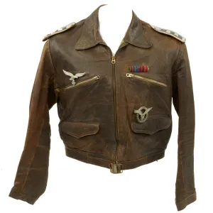 Original German WWII Luftwaffe Senior NCO Pilot Leather Flying Jacket