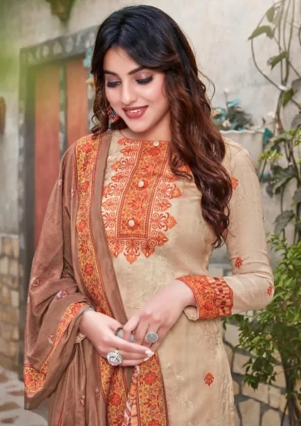 Pure Pashmina with Embroidery Unstitched Dress Material