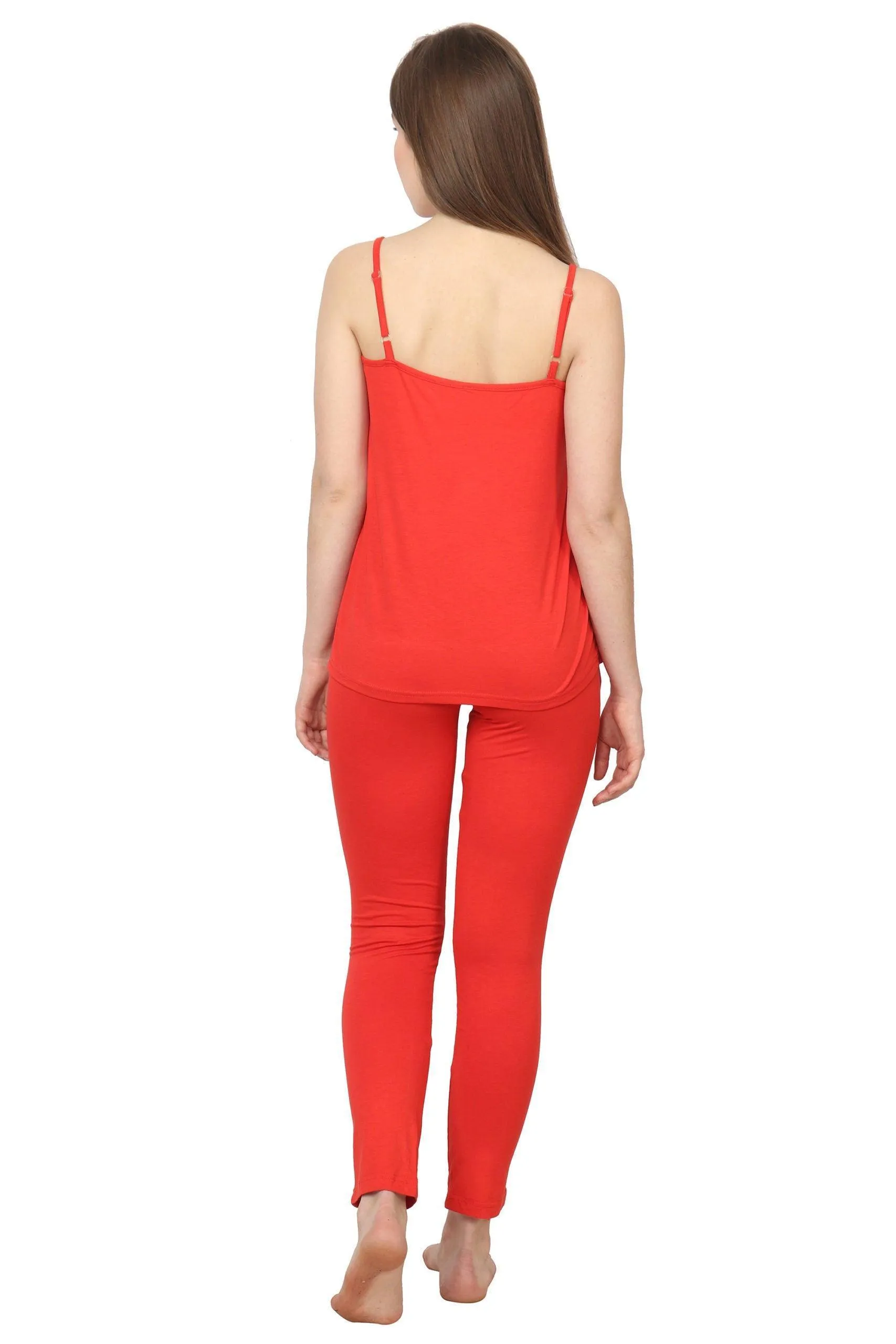 Red Solid Night Suit Set