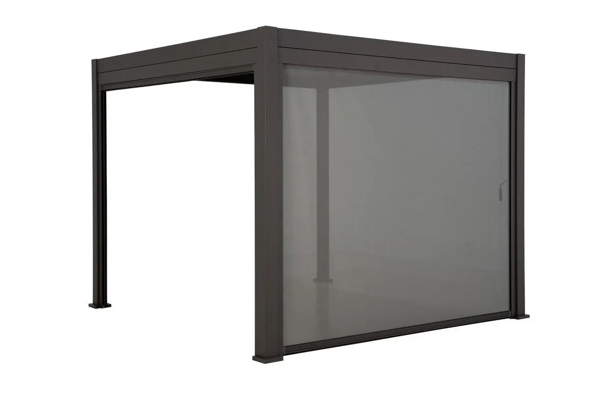 Retractable Pulldown Privacy Screen Charcoal Suits GazeboMate Louvre Gazebos
