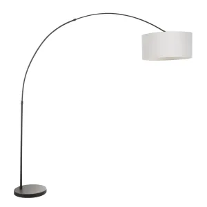 Salon Contemporary Floor Lamp with Black Base and Grey Shade by LumiSource