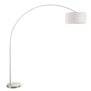 Salon Contemporary Floor Lamp with Satin Nickel Base and White Shade by LumiSource