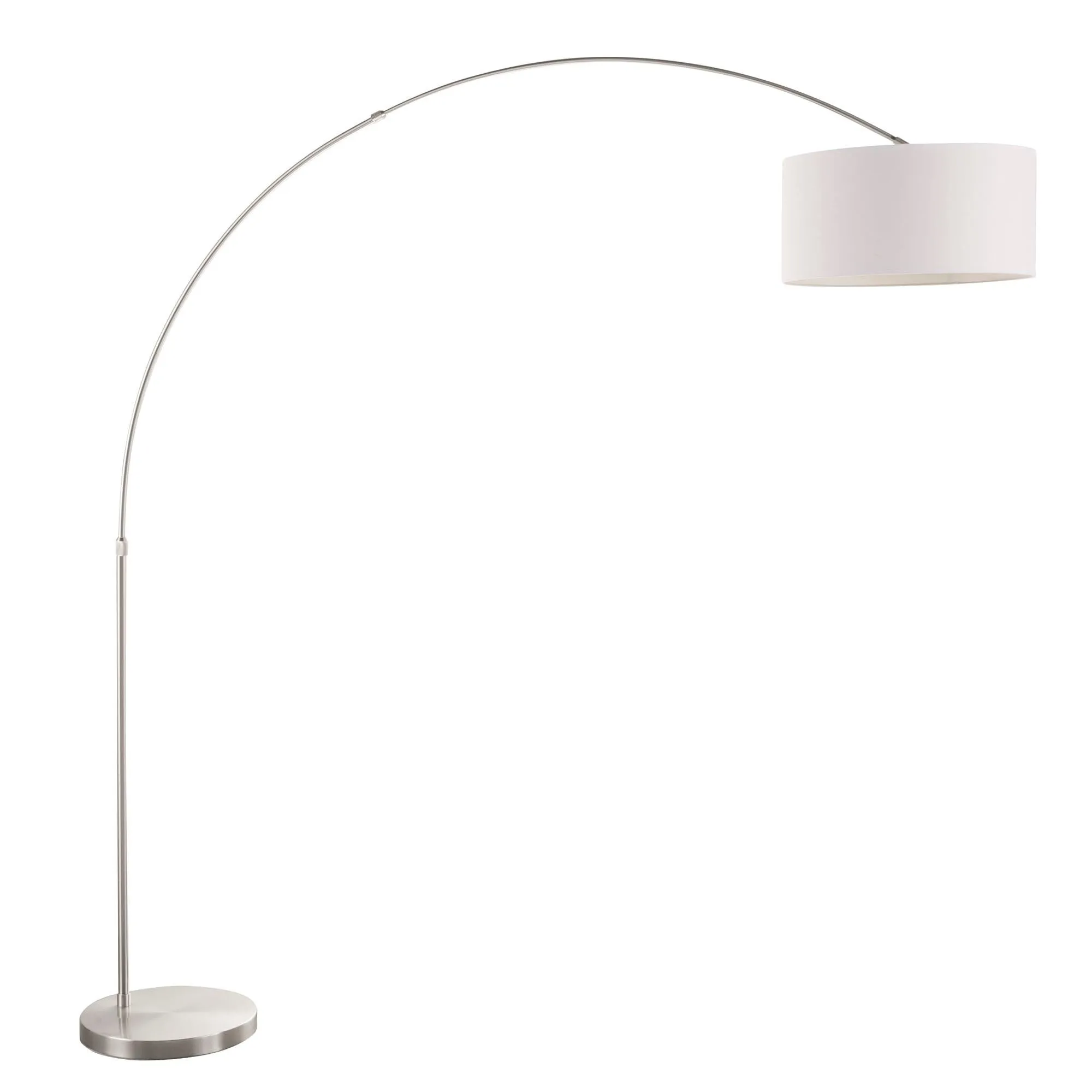 Salon Contemporary Floor Lamp with Satin Nickel Base and White Shade by LumiSource