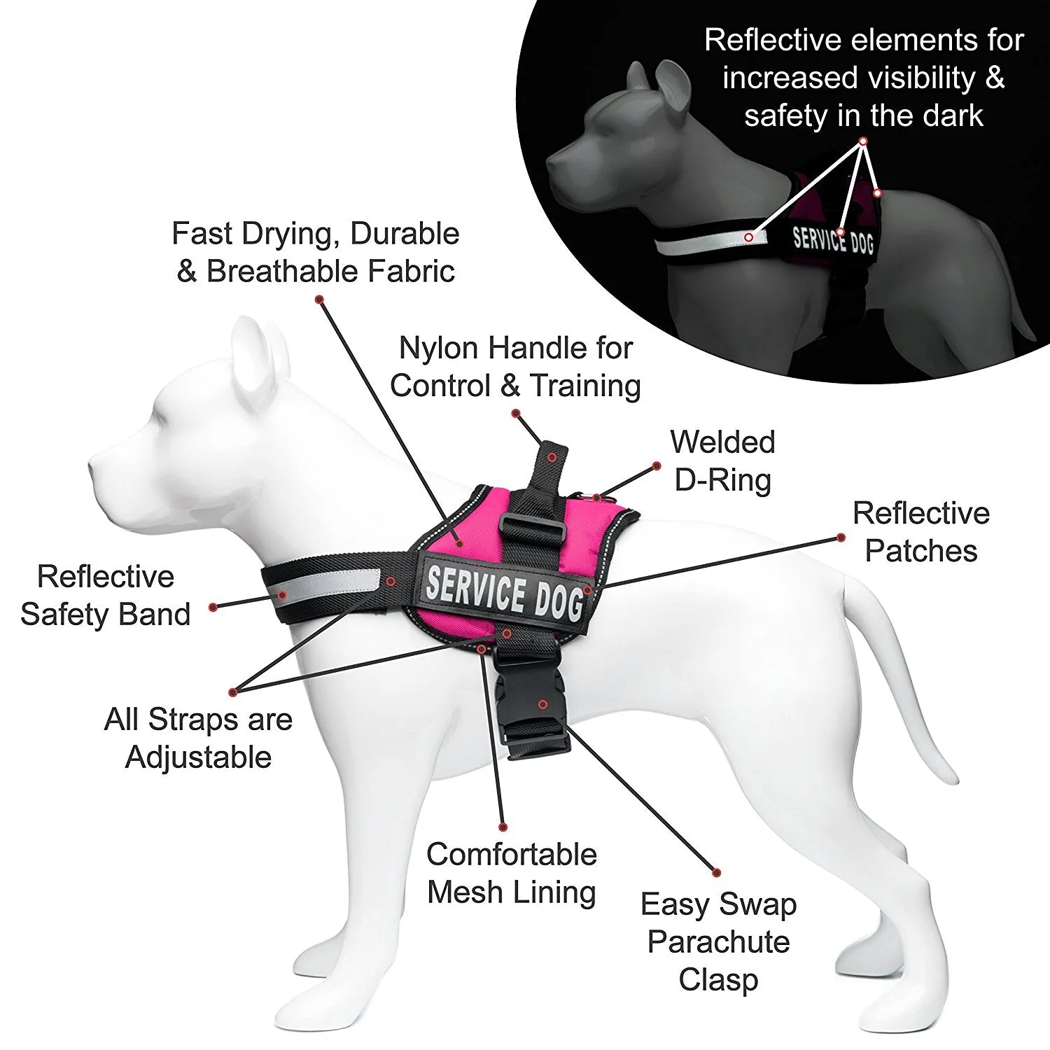 Service Dog Harness Hot Pink