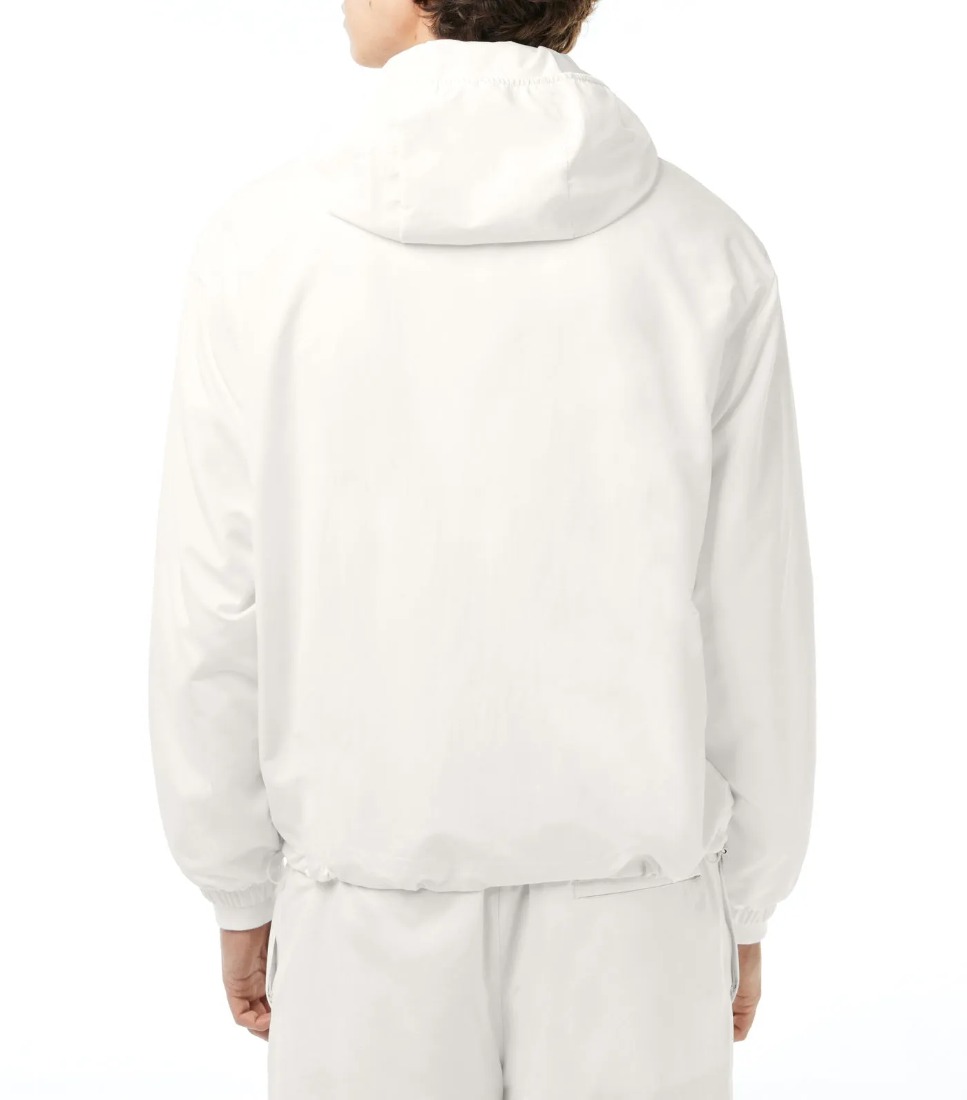 Short Showerproof Jacket with Removable Hood Flour