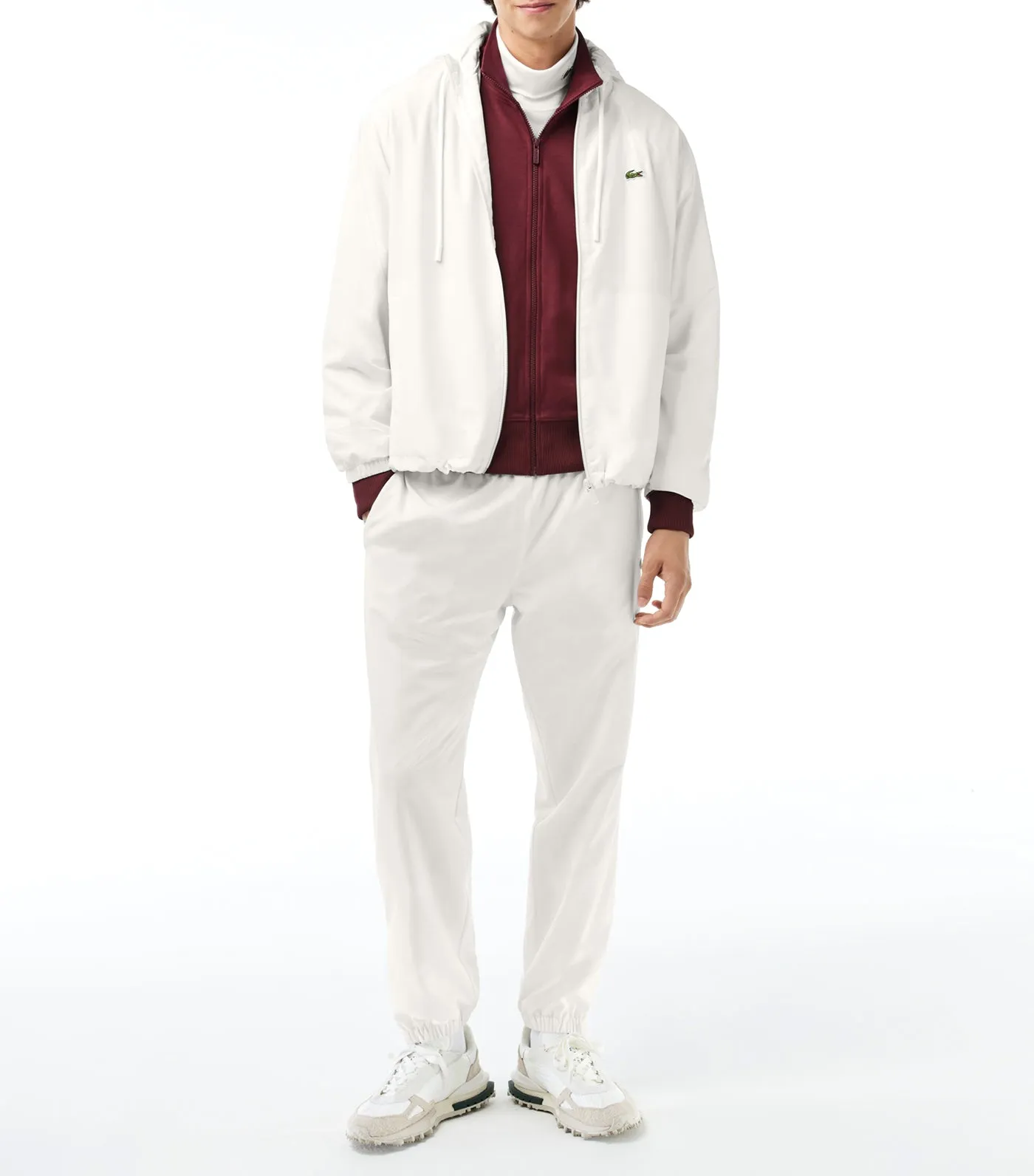Short Showerproof Jacket with Removable Hood Flour