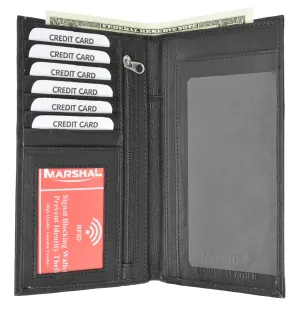 Slim Leather ID/Credit Card Holder Long Wallet with RFID Blocking