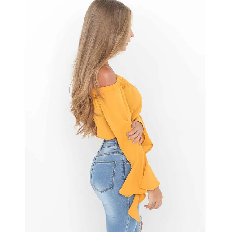 VenusFox Sexy Off Shoulder Casual Loose Crop Top