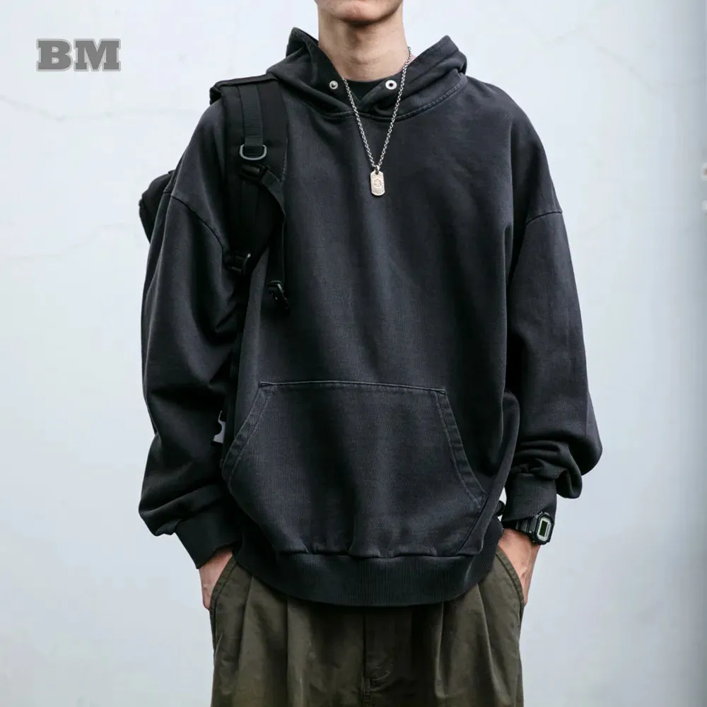 Vintage Distress Hoodies For Men - High Quality - Double Yarn - Korean Streetwear