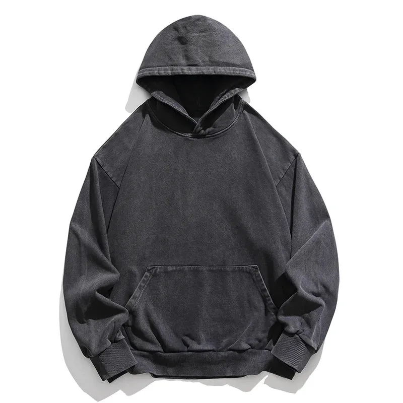 Vintage Distress Hoodies For Men - High Quality - Double Yarn - Korean Streetwear