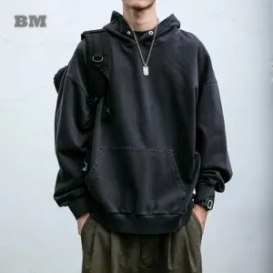Vintage Distress Hoodies For Men - High Quality - Double Yarn - Korean Streetwear