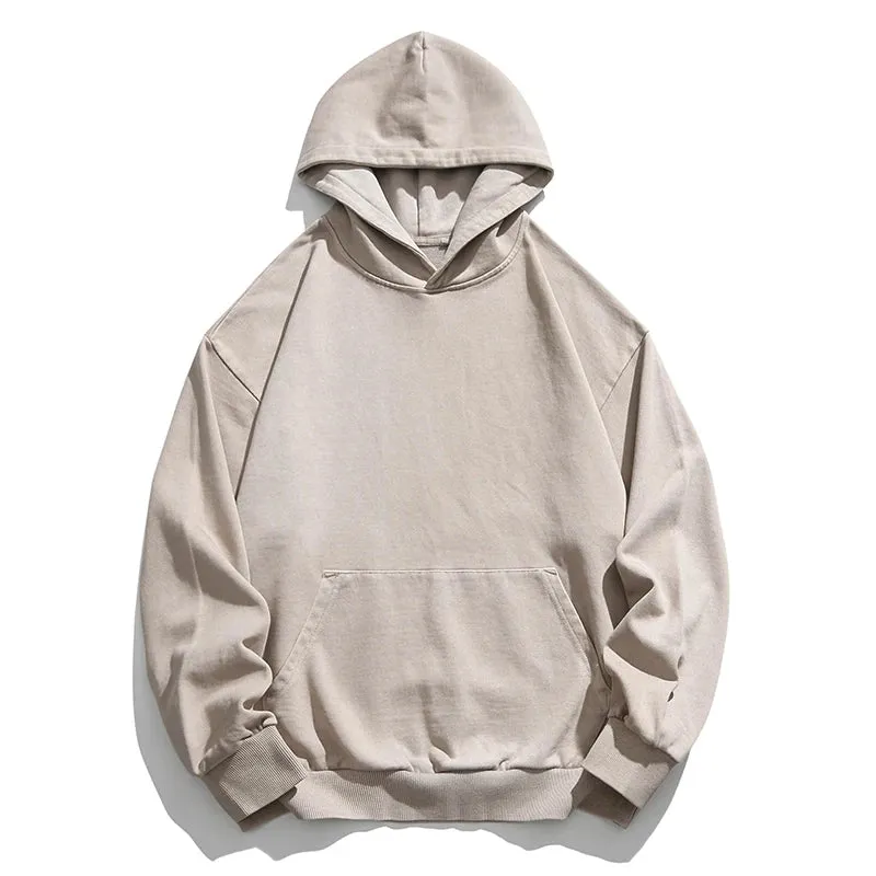Vintage Distress Hoodies For Men - High Quality - Double Yarn - Korean Streetwear